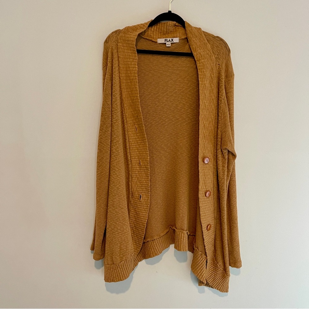 Flax Brown Lagenlook Oversized Lightweight Cardigan Sweater Size Petite Small